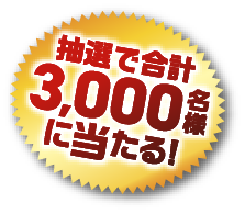抽選で合計3000名様に当たる！